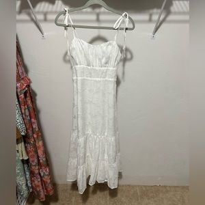 Sweet Sentiments White Jacquard Tiered Midi Dress